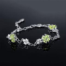 img 2 attached to JIANGXIN 925 Sterling Silver Birthstone Chain Link Bracelet: A Lucky Four Leaf Clover Gemstone Fine Jewelry for Women & Girls - A Perfect Birthday Gift for Good Luck & Prosperity