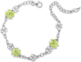 img 4 attached to JIANGXIN 925 Sterling Silver Birthstone Chain Link Bracelet: A Lucky Four Leaf Clover Gemstone Fine Jewelry for Women & Girls - A Perfect Birthday Gift for Good Luck & Prosperity