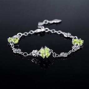 img 3 attached to JIANGXIN 925 Sterling Silver Birthstone Chain Link Bracelet: A Lucky Four Leaf Clover Gemstone Fine Jewelry for Women & Girls - A Perfect Birthday Gift for Good Luck & Prosperity