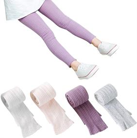 img 4 attached to 👧 BOOPH 4 Pack Girls Flared Lace Footless Knitted Stocking Pants, Sizes 1-8T