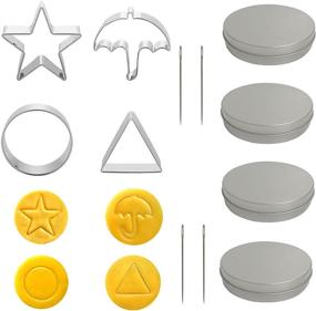 img 4 attached to 12-piece Squid Game Biscuits Sugar Pie, Squid Game Cookie Candy Mold and Storage Tin Can Candy Cookies Board Games - Realistic Korean Movie Props for Family Table Games Toy - Ideal for Adults and Kids