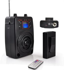 img 3 attached to 🔊 Pyle Portable PA System with Wireless Microphone Kit & FM Radio - Compact Stereo System for Outdoor Surround Sound, LCD Display, USB & Rechargeable Battery - Includes Lavalier Microphone Headset (PWMA83UFM)