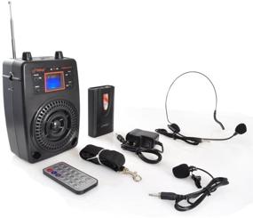 img 4 attached to 🔊 Pyle Portable PA System with Wireless Microphone Kit & FM Radio - Compact Stereo System for Outdoor Surround Sound, LCD Display, USB & Rechargeable Battery - Includes Lavalier Microphone Headset (PWMA83UFM)