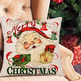 img 1 attached to 🎄 Set of 4 Farmhouse Christmas Decor Black and Red Buffalo Plaid Pillow Covers 18×18 Inch - Holiday Rustic Linen Cushion Cases for Sofa Couch, Christmas Decorations Throw Pillow Covers