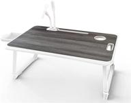 📚 keggs laptop bed desk tray: lap desk for bed with usb ports, foldable legs & storage drawer - gray logo