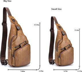 img 3 attached to 🎒 BULLCAPTAIN Men's Genuine Leather Sling Bag: The Ultimate Plus Size Sling Backpack for iPad, Travel, Hiking – XB-105