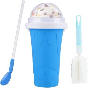 img 4 attached to 🌙 MoonRay Slushy Maker Cup: TIK TOK Magic Quick Freeze Smoothies for Kids - Easy-carry Travel Cup with Homemade Milkshake and Slushie in Minutes (Blue)