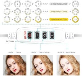 img 2 attached to 12-дюймовая световой кольцевой источник с подставкой и держателем для телефона - 3 режима света и 10 уровней яркости для прямых трансляций, макияжа, YouTube, TikTok, видео - совместим с iPhone Xs Max XR Android.