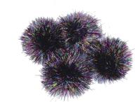 yycraft jumbo glitter tinsel pom poms: vibrant diy 🎉 craft & cat toy balls (15pcs, 2 inch, rainbow black) logo