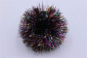 img 2 attached to YYCRAFT Jumbo Glitter Tinsel Pom Poms: Vibrant DIY 🎉 Craft & Cat Toy Balls (15pcs, 2 Inch, Rainbow Black)