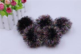 img 3 attached to YYCRAFT Jumbo Glitter Tinsel Pom Poms: Vibrant DIY 🎉 Craft & Cat Toy Balls (15pcs, 2 Inch, Rainbow Black)