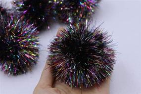 img 1 attached to YYCRAFT Jumbo Glitter Tinsel Pom Poms: Vibrant DIY 🎉 Craft & Cat Toy Balls (15pcs, 2 Inch, Rainbow Black)