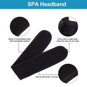 img 3 attached to Whaline Spa Facial Headband Set - Soft Terry Cloth Adjustable Wrap 🧖 for Face Washing, Shower, and Make Up - Pack of 3 (White, Black, Gray)