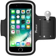 📱 trianium armband - large cell phone armband for iphone 12 pro, 12 mini, 11 pro max, xs max, xr, x, 8 plus, galaxy s20, s10, s10e, s10+, note 10, and more - water resistant workout band with skin & key holder (2nd gen) logo