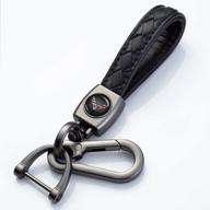 🔑 genuine leather corvette keychain | elegant & durable car logo key chain keyring | perfect family present for men & women (black) logo
