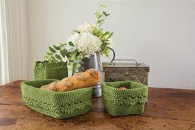 img 1 attached to Assorted Sizes Sage Mode Crochet Basket Set/3 with Trim by Heritage Lace