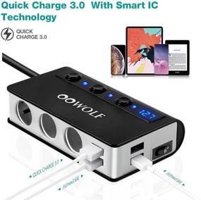 img 3 attached to 🔌 Адаптер для прикуривателя OOWOLF с быстрой зарядкой 3.0: 180W 12V/24V 3-розетки с разветвителем питания и 4 портами USB - Идеально подходит для GPS, автомобильной видеокамеры, навигации, телефона, планшета и многого другого!