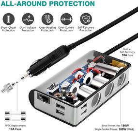 img 1 attached to 🔌 Адаптер для прикуривателя OOWOLF с быстрой зарядкой 3.0: 180W 12V/24V 3-розетки с разветвителем питания и 4 портами USB - Идеально подходит для GPS, автомобильной видеокамеры, навигации, телефона, планшета и многого другого!