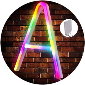 img 4 attached to Neon Light Up Letter Signs, Colorful Marquee Letter Lights for Christmas Decor, Birthday Party, Bar, Valentine’s Day Decorations – Includes 2 Sticky Hooks - Color Letter (A)