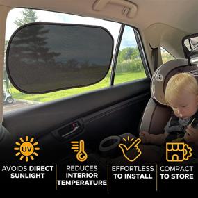 img 2 attached to 🌞 ЭкоNour автомобильный боковой затенитель окон 20x12 (4 штуки) - Защита для младенцев и домашних животных от солнечных лучей - блокирует 97% ультрафиолетовых лучей и тепло - задний блокатор солнца для автомобилей