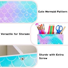 img 1 attached to 🧜 MHJY Mermaid Makeup Brush Holder & Pencil Organizer | Aqua Green | 3 Slots Cosmetic Stationery Storage