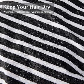 img 1 attached to 🚿 Waterproof Reusable Shower Hair Caps for Women - Elastic Hem Turban Shower Bath Caps - Bowknot Silky Satin Bath Hair Caps for Long, Short, and Curly Hair - Leaves, Stripe, Black, Beige - Pack of 4