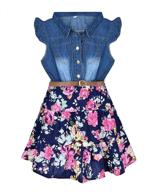 👗 yj.gwl denim floral swing skirt with belt: fashionable girls dresses for 2-10 years - blue logo