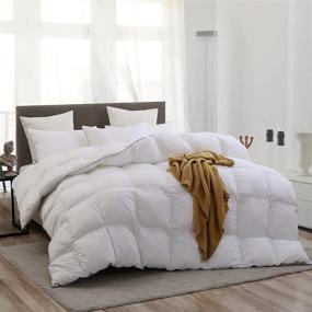 img 4 attached to 🛏️ L LOVSOUL Queen Comforter: 1200 Thread Count 100% Egyptian Cotton Duvet Insert with Goose Down Fiber - All Season, Corner Tabs, 700+Fill Power - 90x90 Inches
