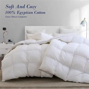 img 3 attached to 🛏️ L LOVSOUL Queen Comforter: 1200 Thread Count 100% Egyptian Cotton Duvet Insert with Goose Down Fiber - All Season, Corner Tabs, 700+Fill Power - 90x90 Inches