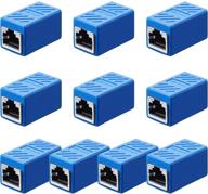 💙 10 шт. rj45 адаптер: ethernet удлинитель для сетевого кабеля cat7/cat6/cat5e/cat5 женский-женский (голубой) логотип