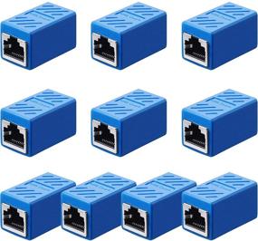 img 4 attached to 💙 10 шт. RJ45 адаптер: Ethernet удлинитель для сетевого кабеля Cat7/Cat6/Cat5e/Cat5 Женский-Женский (Голубой)