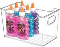 🗄️ clear plastic storage organizer bin: ideal craft room organization for classroom, cupboard, studio, shelves, and closet – holds sewing, art supplies, yarn, paper, tools logo