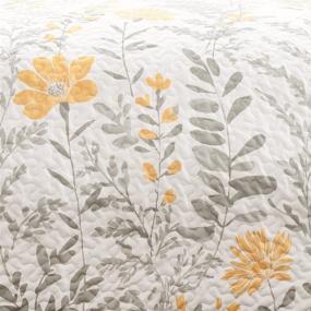 img 1 attached to 🌼 Lush Decor Yellow Aprile Reversible Quilt 3 Piece Bedding Set - Floral Leaf Design - Full Queen Size - Gray