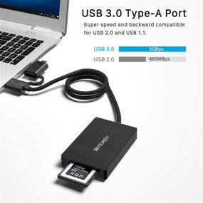 img 1 attached to Aluminum XQD Card Reader Adapter, BYEASY USB 3.0 Memory Card Reader/Writer with USB 3.1 and USB C Ports, Braided Cable, Compatible with Sony G/M Series, Nikon, Lexar Professional XQD Card