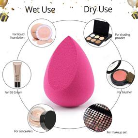 img 1 attached to 💄 BEAKEY 4+1Pcs Makeup Sponges with Powder Brush: Professional Blending Sponge Set for Liquid Cream and Powder Makeup - Beauty Sponge Blender & Kabuki Brush Combo