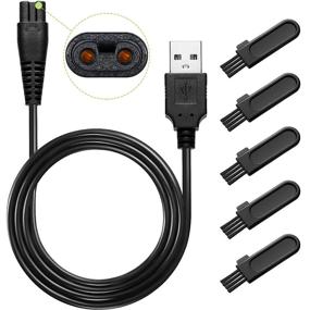 img 4 attached to 🔌 Replacement Power Cord for Head Shaver | Charger Cord USB Cable | USB Data Line | Pack of 5 Shaver Cleaning Brushes - Ideal for Electric Shaver