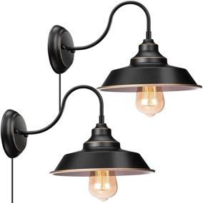 img 4 attached to 🏡 Elibbren Farmhouse Gooseneck Plug in Wall Sconce - Industrial Barn Wall Light with 5.9FT Cord, Bathroom Vanity Wall Light Fixture for Bedroom Nightstand - Set of 2