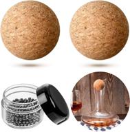 🍾 2-pack 2.4 inch wine bottle decanter cork stopper replacement - wooden glass jar bottle lid cork ball with 300 pieces of stainless steel cleaning beads logo