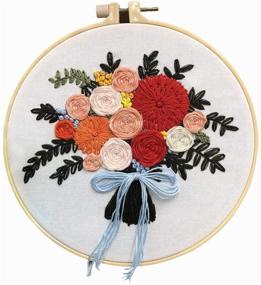 img 3 attached to 🌸 Easy Stamped Cross Stitch Starter Kit for Adults - Hand Beginner Floral Embroidery Kit with Flower Plant Pattern, DIY Embroidery Thread Floss Sampler Needlework Kit for Women and Kids