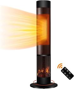 img 4 attached to 🔥 Efficient Electric Space Heater: 36" Ceramic Tower with Thermostat, Fast Heating, 3D Flame, Oscillation, Remote Control - Ideal for Large Rooms or Personal Use