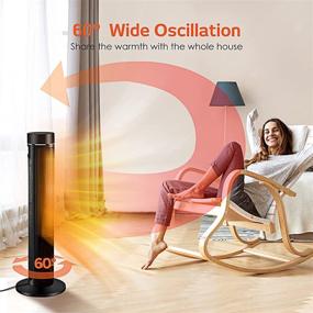 img 2 attached to 🔥 Efficient Electric Space Heater: 36" Ceramic Tower with Thermostat, Fast Heating, 3D Flame, Oscillation, Remote Control - Ideal for Large Rooms or Personal Use