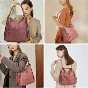 img 3 attached to 👜 Женская сумка-рюкзак с возможностью превращения в сумку-мессенджер для плеча, хобо-сумки - сумки и кошельки