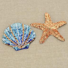 img 1 attached to Enhanced Starfish Shell Applique featuring Sequin Patches for DIY Sewing and Embroidery Decoration