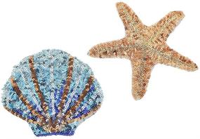 img 3 attached to Enhanced Starfish Shell Applique featuring Sequin Patches for DIY Sewing and Embroidery Decoration