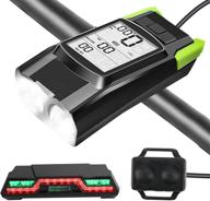 bike speedometer with led bike light and usb rechargeable bicycle computer: an all-in-one cycling accessory with loud bike bell and waterproof odometer bicycle light set for mountain and road bikes logo