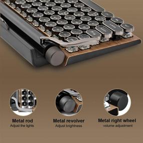img 2 attached to 🎞️ Vintage Electric Typewriter Keyboard with Upgraded Mechanical Bluetooth 5.0 – Retro Style, Multi-Device Compatibility – Classic Wooden Design, Round Punk Keys for Desktop PC, Laptop Mac, Phone