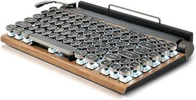 img 4 attached to 🎞️ Vintage Electric Typewriter Keyboard with Upgraded Mechanical Bluetooth 5.0 – Retro Style, Multi-Device Compatibility – Classic Wooden Design, Round Punk Keys for Desktop PC, Laptop Mac, Phone