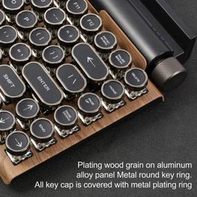 img 1 attached to 🎞️ Vintage Electric Typewriter Keyboard with Upgraded Mechanical Bluetooth 5.0 – Retro Style, Multi-Device Compatibility – Classic Wooden Design, Round Punk Keys for Desktop PC, Laptop Mac, Phone