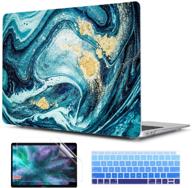 📦 twol abstract ocean ultra slim hard shell case: gradient blue cover, keyboard skin & screen protector for 2018-2020 macbook air 13 inch a2337 m1 a1932 a2179 logo