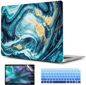 img 4 attached to 📦 TwoL Abstract Ocean Ultra Slim Hard Shell Case: Gradient Blue Cover, Keyboard Skin & Screen Protector for 2018-2020 MacBook Air 13 inch A2337 M1 A1932 A2179